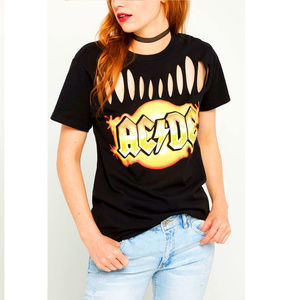 AC/DC Logo Slashed metal rock Official T-Shirt S NWT